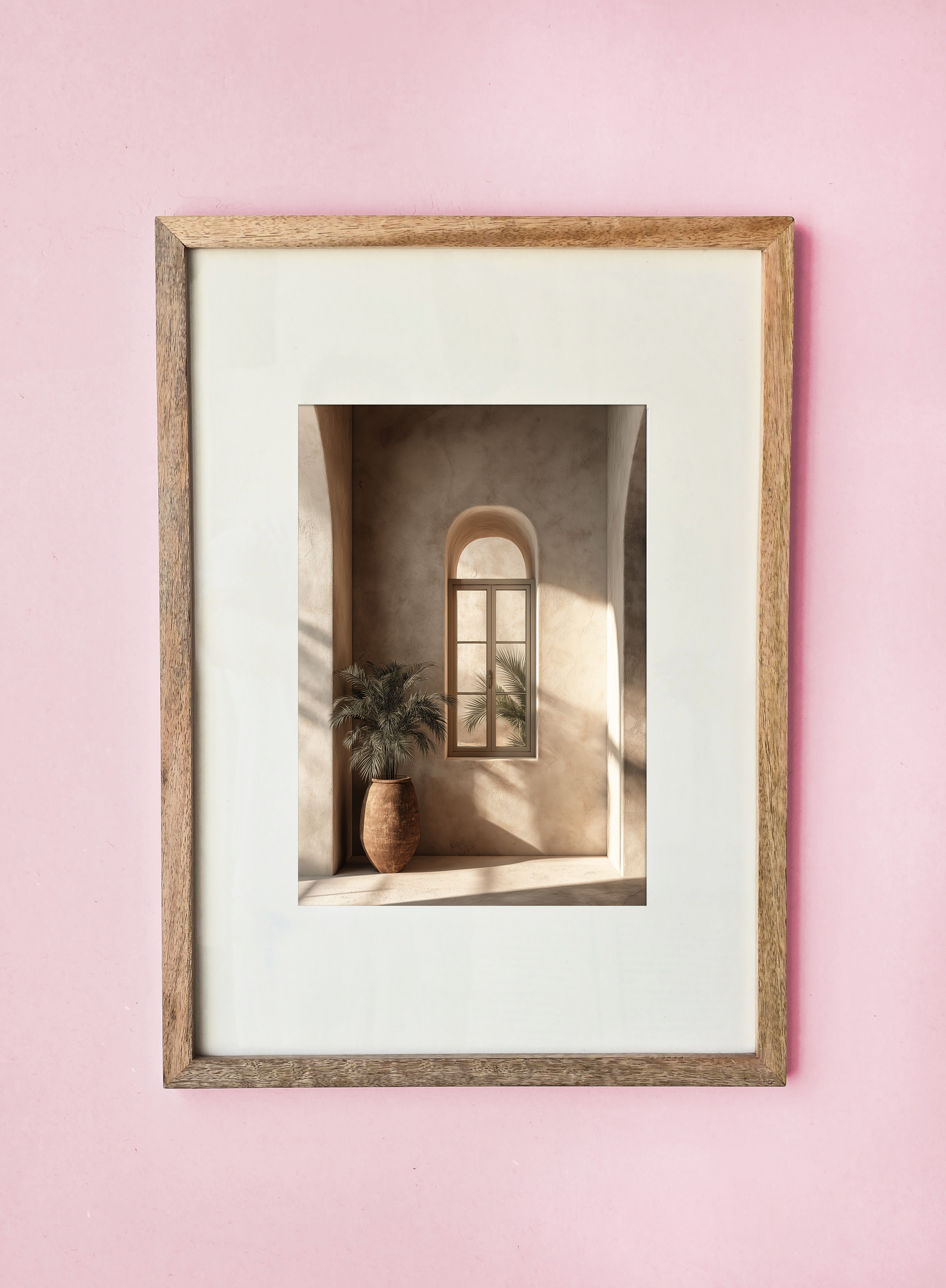 Turkish window art print in portrait orientation inside the wooden frame